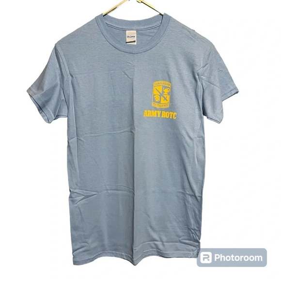 Army ROTC Men Leadership Excellence Crest Logo Blue T-Shirt Size Small NEW - Picture 1 of 7